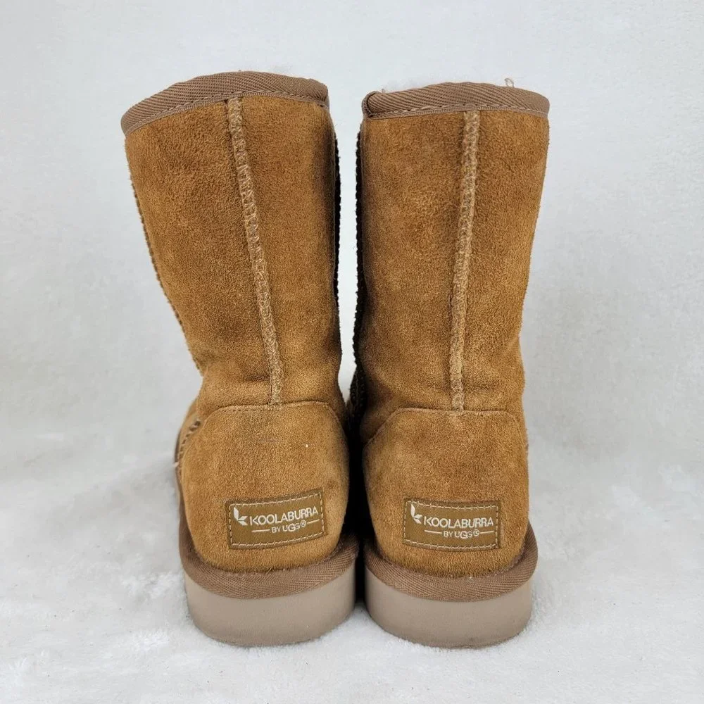 Koolaburra by UGG Tan Suede Faux Fur Lined Short Mid Calf Pull Up Boots Size 7